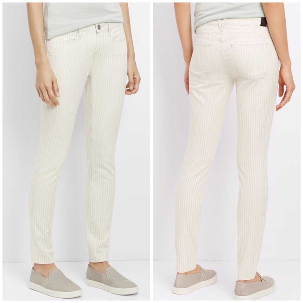 NWT Vince Riley Striped Skinny Jeans 31 white gray